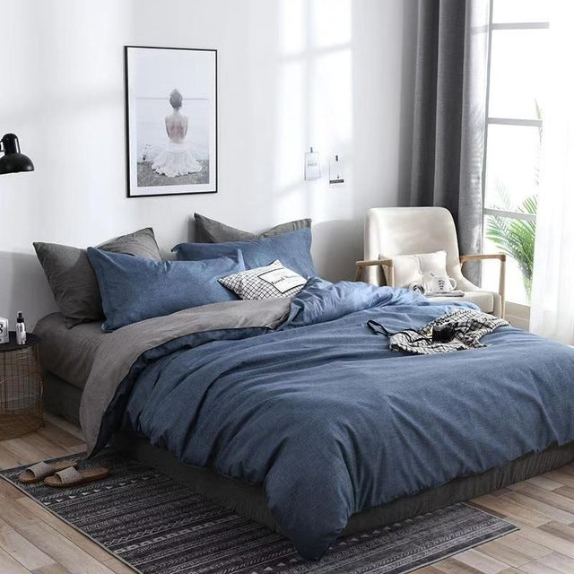 JDDTON New Arrival Classical Double sided Bed Linings Concise Style Bedding Set Quilt Cover Pillowcase Cover Bed 3pcs/set BE031