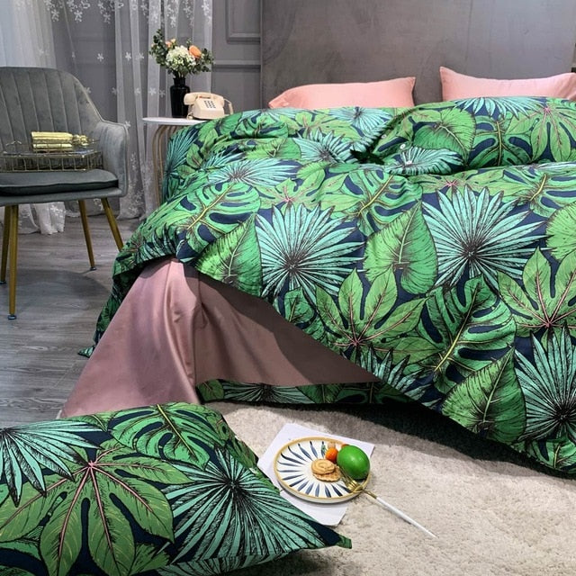 Svetanya Silkly Egyptian Cotton Bedding Linens Printed Sheet Pillowcase Duvet Cover king queen Europe double size