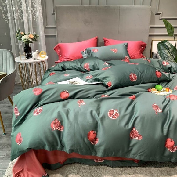 Svetanya Silkly Egyptian Cotton Bedding Linens Printed Sheet Pillowcase Duvet Cover king queen Europe double size