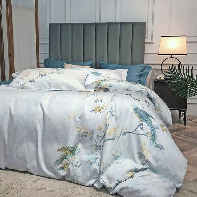 Svetanya Silkly Egyptian Cotton Bedding Linens Printed Sheet Pillowcase Duvet Cover king queen Europe double size