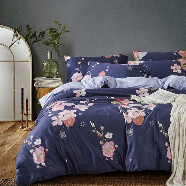 Svetanya Silkly Egyptian Cotton Bedding Linens Printed Sheet Pillowcase Duvet Cover king queen Europe double size