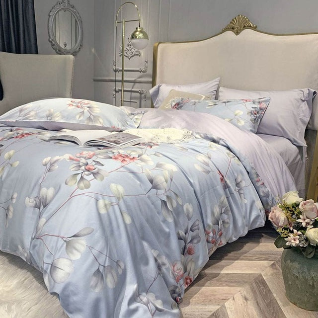 Svetanya Silkly Egyptian Cotton Bedding Linens Printed Sheet Pillowcase Duvet Cover king queen Europe double size