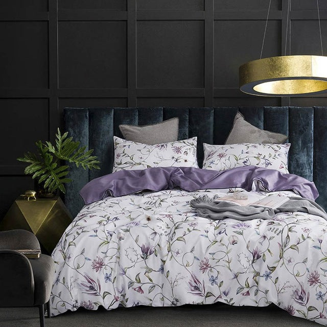 Svetanya Silkly Egyptian Cotton Bedding Linens Printed Sheet Pillowcase Duvet Cover king queen Europe double size