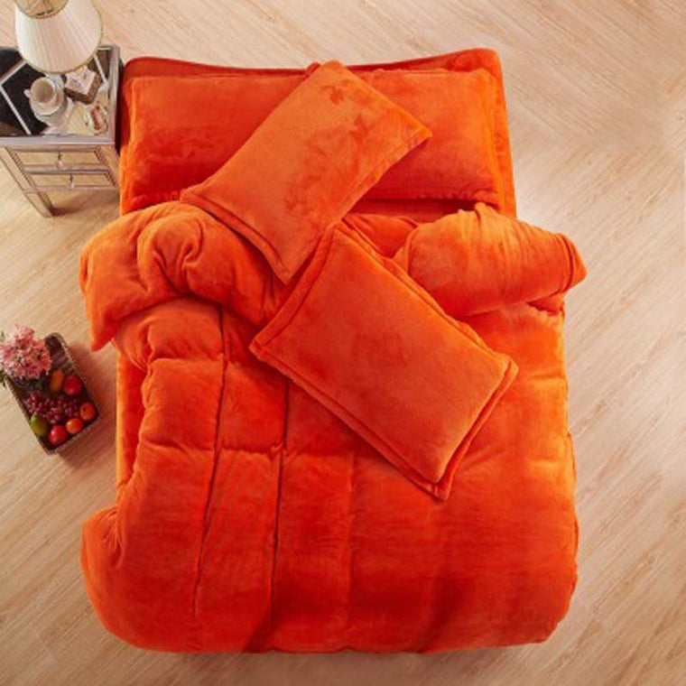 Autumn And Winter Warm Flannel Bedding Sets Fleece Duvet Cover Fitted Sheet Bed Cloth King Queen Twin Size