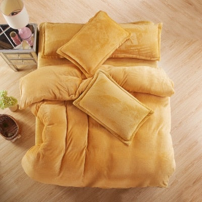 Autumn And Winter Warm Flannel Bedding Sets Fleece Duvet Cover Fitted Sheet Bed Cloth King Queen Twin Size