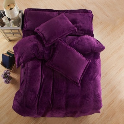 Autumn And Winter Warm Flannel Bedding Sets Fleece Duvet Cover Fitted Sheet Bed Cloth King Queen Twin Size