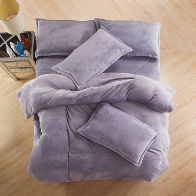 Autumn And Winter Warm Flannel Bedding Sets Fleece Duvet Cover Fitted Sheet Bed Cloth King Queen Twin Size