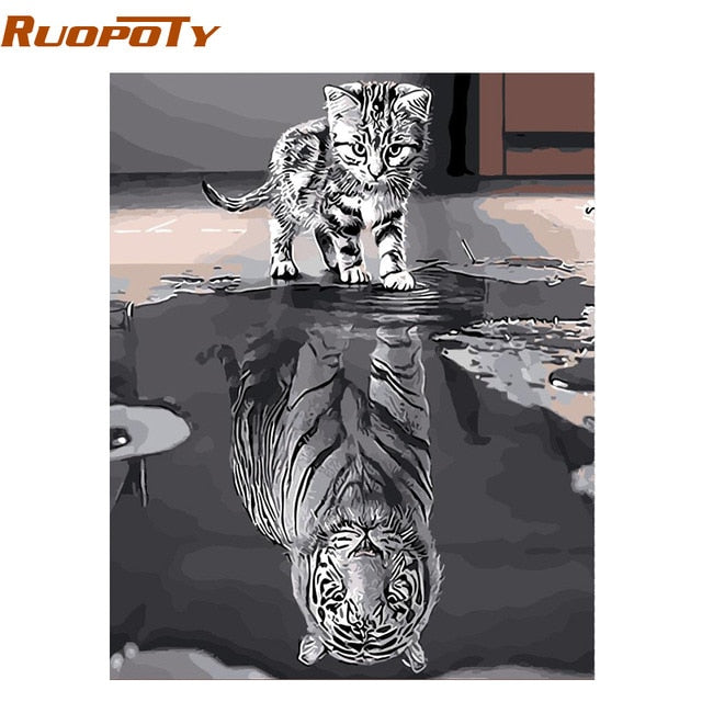 RUOPOTY Frame Tiger Animals DIY Painting By Numbers Wall Art Picture Acrylic Canvas Painting For Home Decoration Drop Shipping