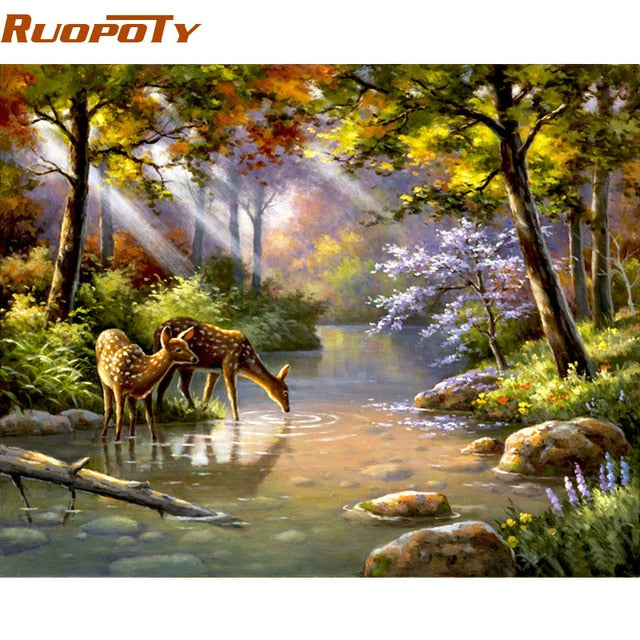RUOPOTY Frame Tiger Animals DIY Painting By Numbers Wall Art Picture Acrylic Canvas Painting For Home Decoration Drop Shipping