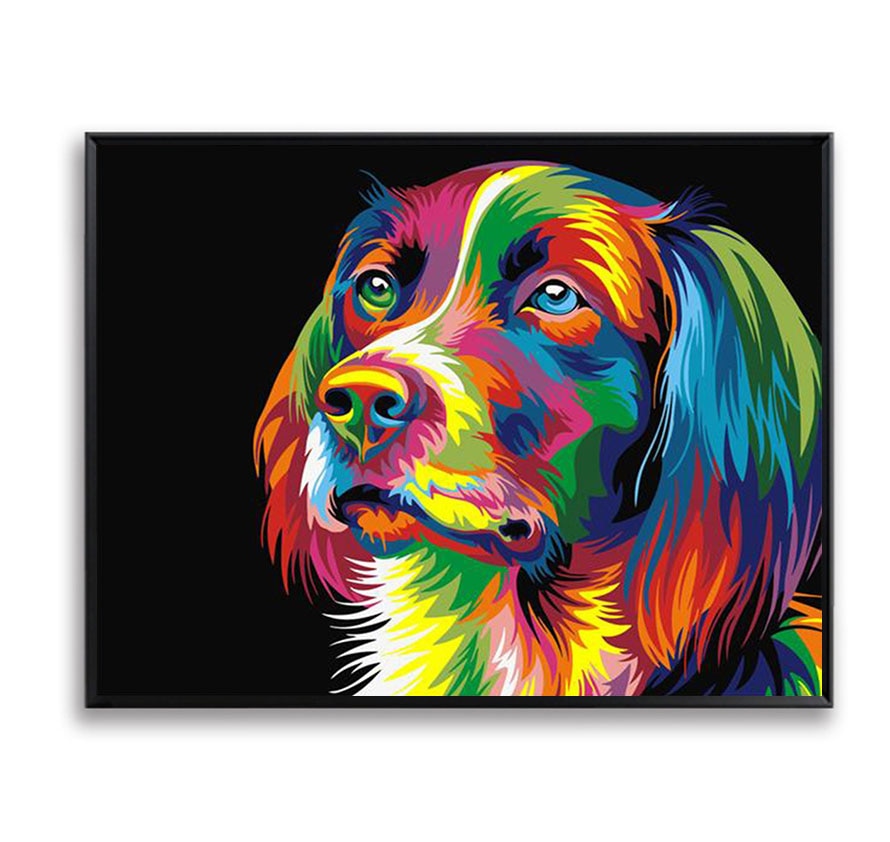 Colorful Dogs Head Animals DIY Painting By Numbers Wall Art Paint On Canvas Oil Painting Home Decor Scandinavian Decor SZH-167